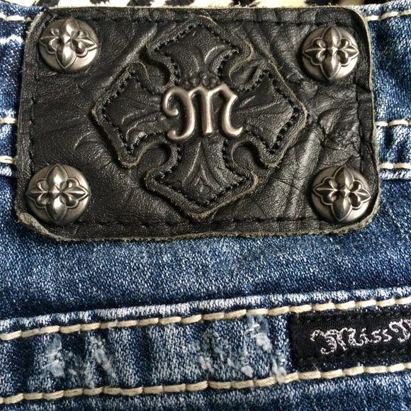 Miss Me Flower Corner Boot Jeans Sz 29 Rhinestones Sequins Medium Wash JP5636B2 - Picture 6 of 15